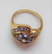 Tanzanite & Diamond Crossover Ring