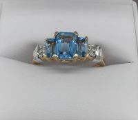 Blue Topaz & Diamond Ring