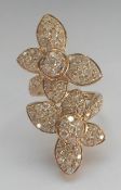 18Ct Yellow Gold Double Floral Diamond Ring