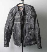 Herren-Motorradjacke, Harley Davidson, Genuine Motor Clothes. Schwarzes Glattleder,Netzfutter mit