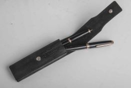 Montblanc Schreibset, Füllfederhalter (252) m. Goldfeder 585 u. Druckbleistift (376), imLederetui.