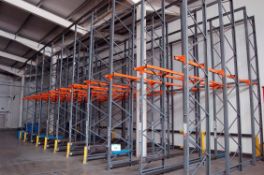 Ten Bays DEXION 2-Tier Drive-In Pallet Racking with Thirty Three 6M Tall Uprights, Twenty 5.3M