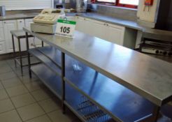 A 96 inches x 24 inches Stainless Steel 3-Tier Food Preparation Table, A 65cm x 50cm Stainless Steel