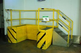 A Yellow/Black Steel Portable Loading Platform with Steel Checkerplate Steps, Walkway and Safety