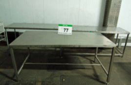 An Approx. 72 inches x 24 inches Stainless Steel Topped Table, An Approx. 60 inches x 24 inches