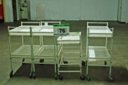 Three Various White Steel 2-Tier Trolleys with Seven White Polypropylene Trays