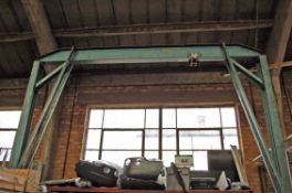 A Mobile Steel A-Framed Overhead Crane, Approx. 2.5M Span, 3.8M Fall with MORRIS 1-Ton capacity