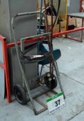 A Twin Bottle Gas Bottle Trolley, Regulators, Hoses and Hand Held Torch (As Photographed)