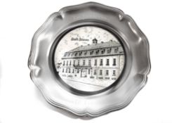 A 220mm dia. Pewter Plate with Scalloped Edge engraved with the words Zur Erinnerung VfB Leimen