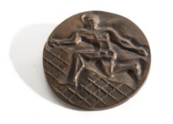 A Cast Bronze Medal PEUGEOT World Cup Rochus Club Dussledorf May 1989, 1st Place in Relief,