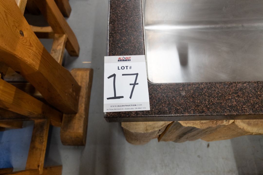 3 FAUCET SINK UNIT WITH STEEL FRAME, CORIAN TOP AND WHITE PINE CLADDING H-32.5'' W-231/4" L- 80" - Image 4 of 5