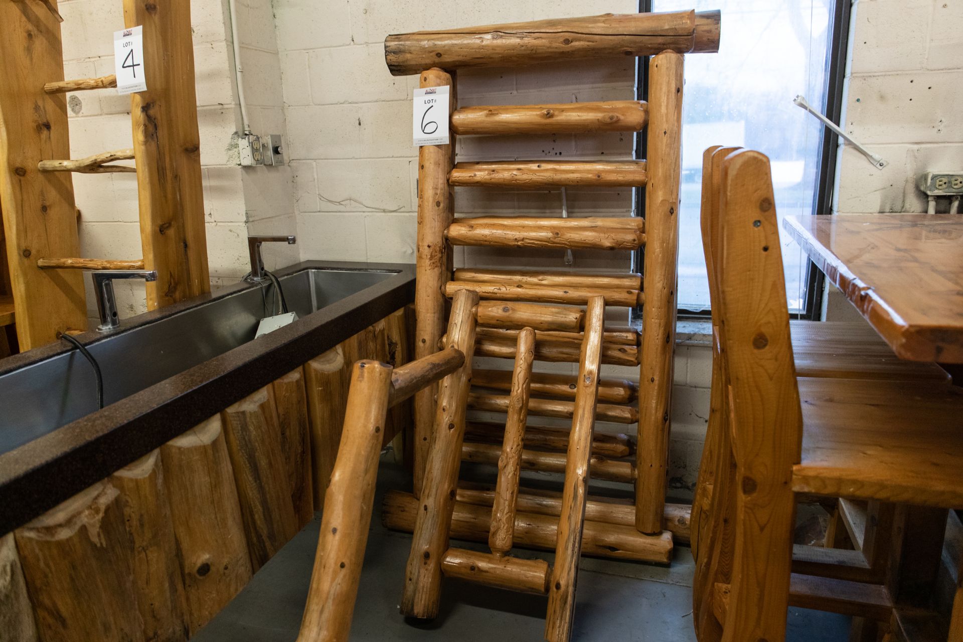 2 WHITE PINE RAILING SECTIONS WITH ONE HAND RAIL SECTION. RAILINGS H-37" L- 65'' - Image 2 of 5