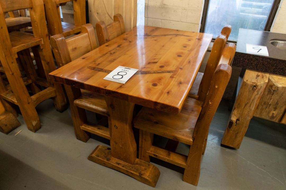 4' WHITE PINE DINING TABLE WITH 4 CHAIRS - L-48'' W-28'' H- 30'' - Image 1 of 4