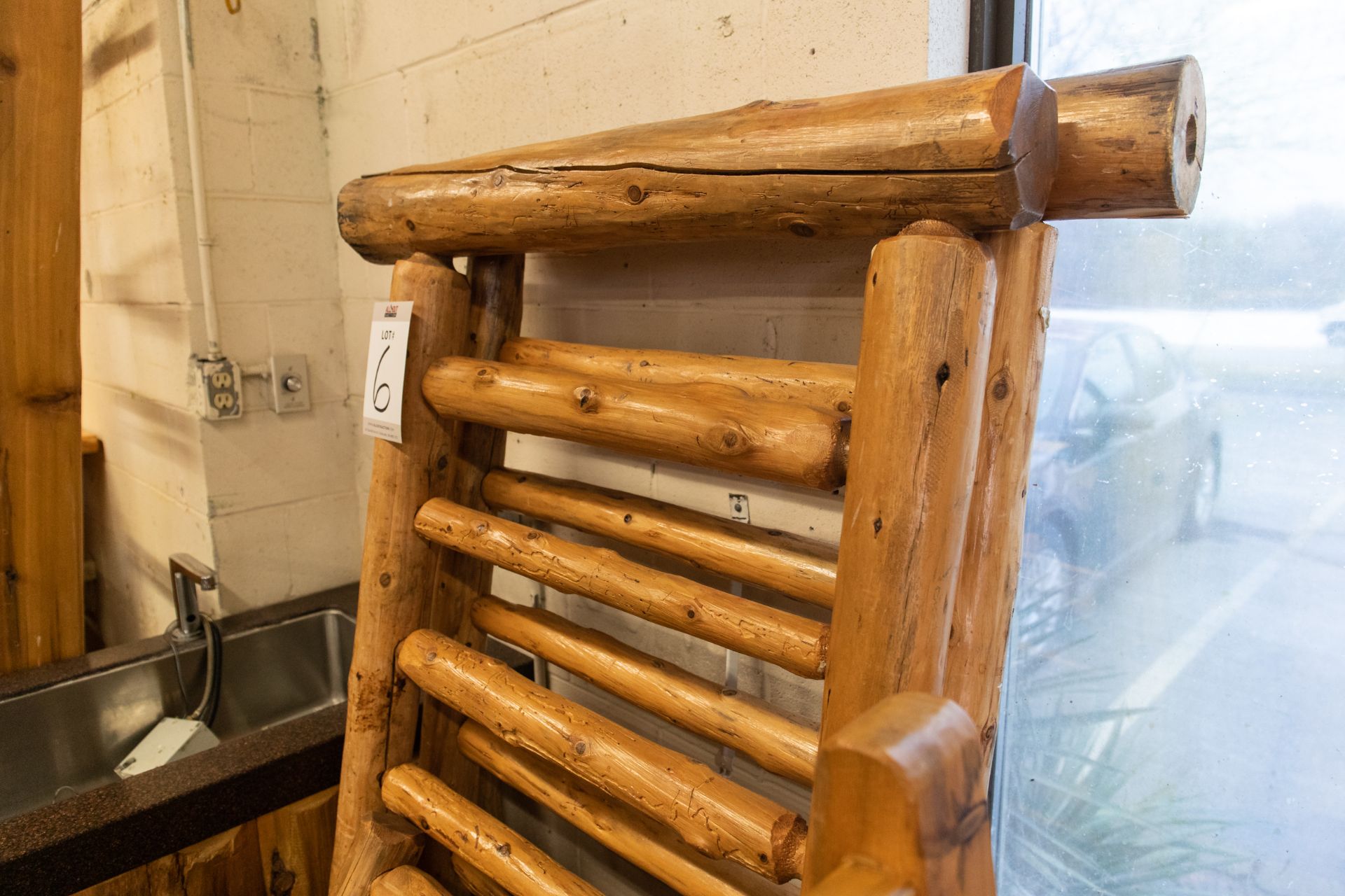 2 WHITE PINE RAILING SECTIONS WITH ONE HAND RAIL SECTION. RAILINGS H-37" L- 65'' - Image 3 of 5