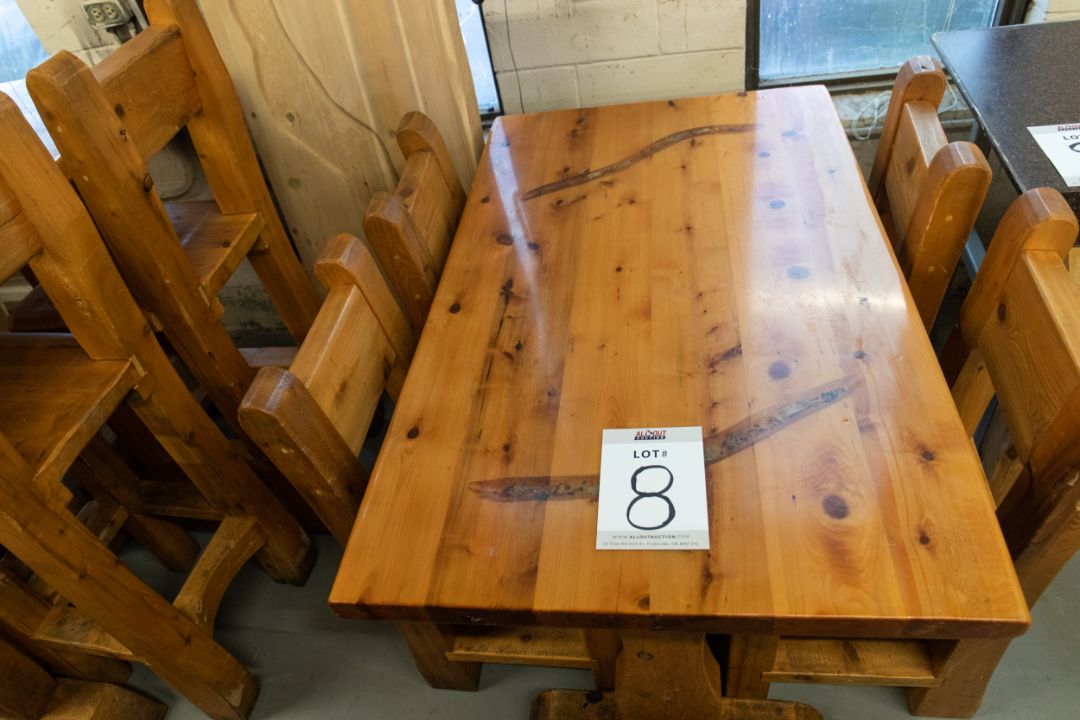 4' WHITE PINE DINING TABLE WITH 4 CHAIRS - L-48'' W-28'' H- 30'' - Image 2 of 4
