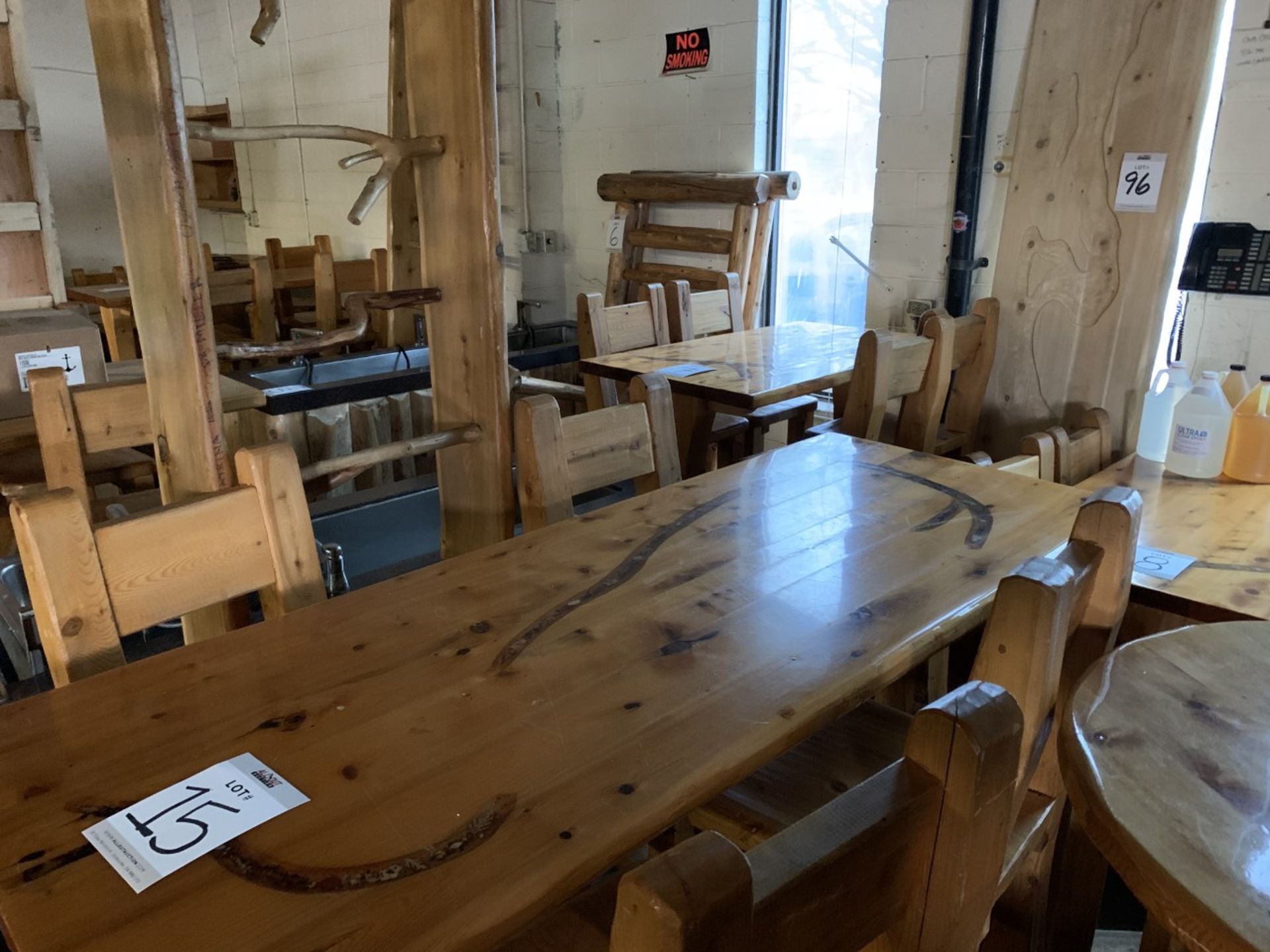 6' WHITE PINE HIGH TOP BAR TABLE WITH 4 CHAIRS - L-72" W-28" H-42" - Image 4 of 4
