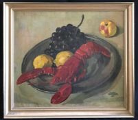 Carl Reiser (1877-1950), Stillleben mit Hummer, Zitronen und Weintrauben