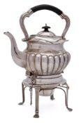 WITHDRAWN - A Edward VII silver tea kettle, stand and burner, maker Henry Williamson Ltd,