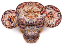 An extensive Derby porcelain part dinner service: painted and gilded in the Imari palette with