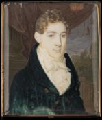 Attributed to American School early 19th Century- A miniature portrait of a gentleman,