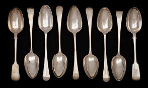 A collection of nine Fiddle pattern and Old English pattern tablespoons,