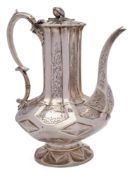 A Victorian silver teapot, maker Joseph Angell I & Joseph Angell II, London, 1843: initialled,