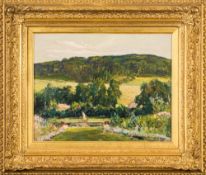 Alexander Jamieson [1873-1937]- Formal garden, Buckinghamshire landscape,