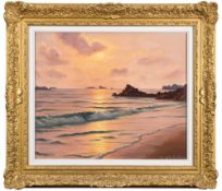 * Roger de la Corbiere [1893-1974]- Moonlit Coastal scene,:- signed bottom right oil on canvas, 45.