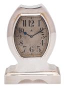 A George V silver mantel timepiece, maker Charles S Green & Co Ltd, Birmingham,