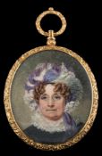 English School early 19th Century- A reverse portrait miniature,:- of a gentleman,
