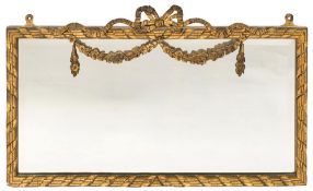 A giltwood and gesso rectangular mirror:,