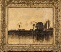William Alfred Gibson [1866-1931]- Dutch river scene,:- signed bottom left oil on board, 39 x 49cm.