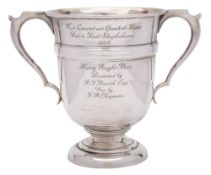 A George V silver two-handled trophy cup, maker James Dixon and Sons Ltd, Sheffield,