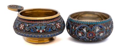An Imperial Russian silver and enamel charka, maker Ivan Khlebnikov, Moscow,