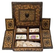A Cantonese export ware gaming box : of square outline,