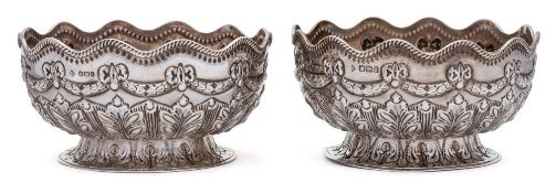 A pair of Victorian sweetmeat dishes, maker Martin, Hall & Co, Sheffield,