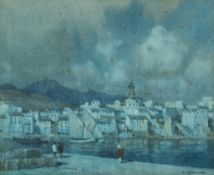 Albert Moulton Foweraker [1873-1942]- Moonlight, Algeciras,:- signed bottom right watercolour,