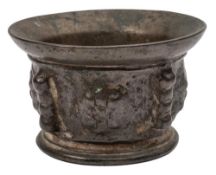 A 17th century Spanish bronze mortar: with flared rim,