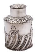 A Victorian silver tea caddy, maker Deakin & Francis Ltd, Birmingham, 1893: of cylindrical outline ,
