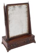 A George III mahogany swing frame platform toilet mirror:,
