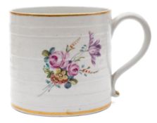 A Derby porter mug: of ribbed cylindrical form,