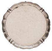 A George VI silver circular salver, maker Harrison Brothers & Howson, Sheffield,