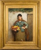Carlton Alfred Smith [1853-1946]- Flower Girl,:- signed and dated 1882 bottom right oil on canvas,