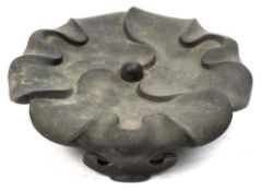 A late 18th/early 19th century Chinese bronze stand: of circular petal-shaped outline,