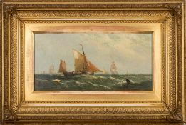 William Calcott Knell [1830-1880] - Fishing Yawl in Yarmouth Roads; Trawlers in a storm,:- two,