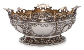 A Victorian silver ornate bowl, maker Charles Edwards, London, 1894: of circular lobed form,