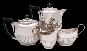 A George V silver four-piece tea service, maker Viners Ltd, Sheffield,