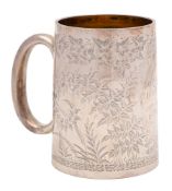 A Victorian silver mug, maker William Evans, London, 1875: initialled and dated,