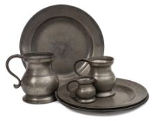 A mid 18th century pewter dish: with touch marks for Ash & Hutton of Bristol, circa 1760,