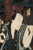 After Toyokuni III A Japanese woodblock print portrait of Kabuki actor Nakamura Shikan: mounted and